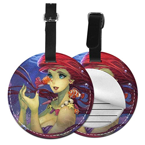 Preisvergleich Produktbild Shenguang Runde Gepäckanhänger Anime Ponyo Gepäckanhänger Koffer Koffer Gepäckbeutel Verstellbarer Riemen Leder Gepäckanhänger Für ID-Etiketten Set Für Reisen 2 PCS