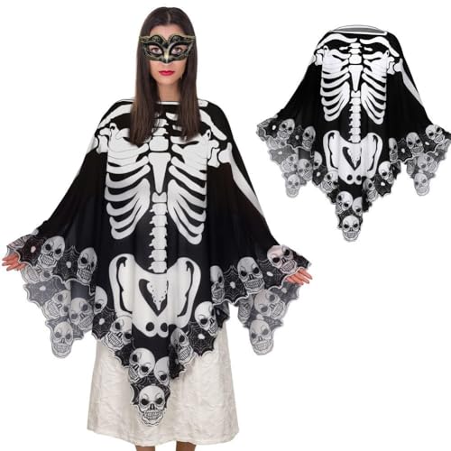 Poncho de esqueleto de encaje con detalles góticos elegantes 7