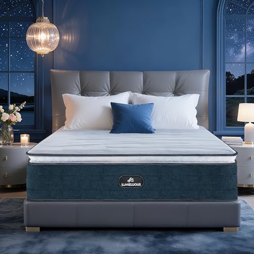 Lomeluous Queen Mattress 14 Inch,Luxurious Layered Support Queen Size Mattress with 3” Pressure Relie Layer and Coils System for Proper Lumbar & Hip Support, Cooling Upgrade Medium Firm