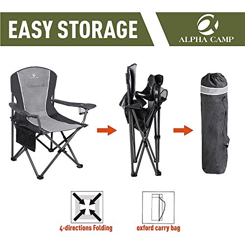 ALPHA CAMP Camping Chair Folding Chair Padded with Drink Holders Fishing Chair with Armrests up to 160 kg Outdoor Chair Extra Wide Comfort - Image 7
