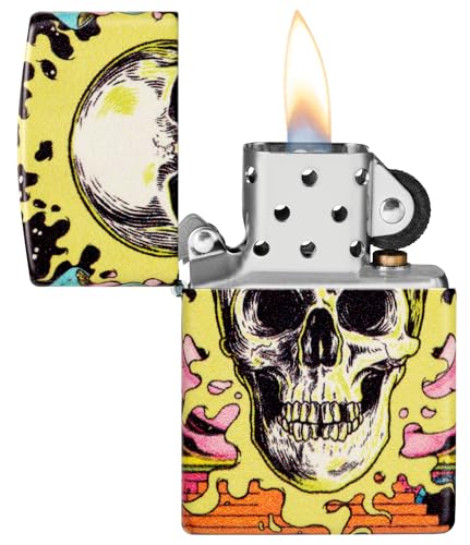 Image of Zippo Trippy Skull Design Glow in The Dark 540 Color Windproof Pocket Lighter, BIS Certified