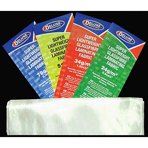 DELUXE MATERIALS Lightweight Fibreglass Cloth, 1.0 oz, 1sq Meter, White, DLMBD12