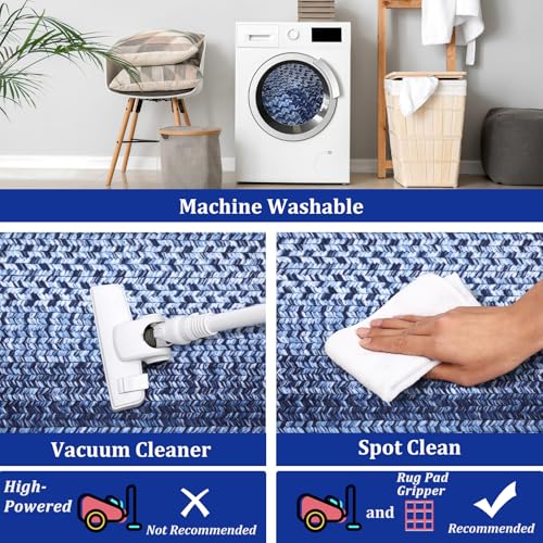 Tapete Decorativo GarveeHome 9x12 Navy Bajo Pelo Lavable miniatura 4