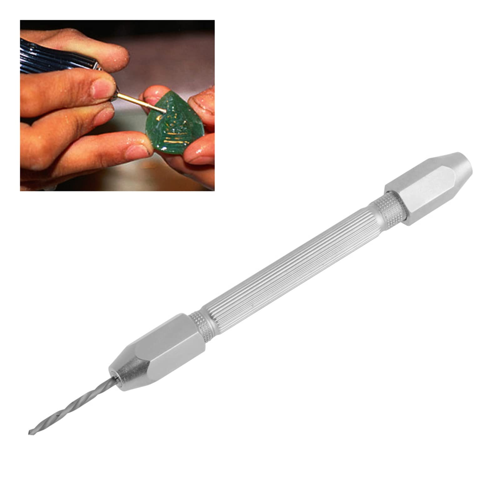 Morsa a Pin Doppio + Set di Punte da Trapano Micro Pin Vise Bit Doppia Estremità 0.5~3.2mm per Orologiaio