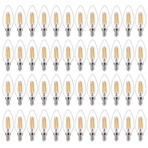 FLSNT 48-pack LED Candelabra Bulbs, 60W Equiv, E12, 2700K Soft White