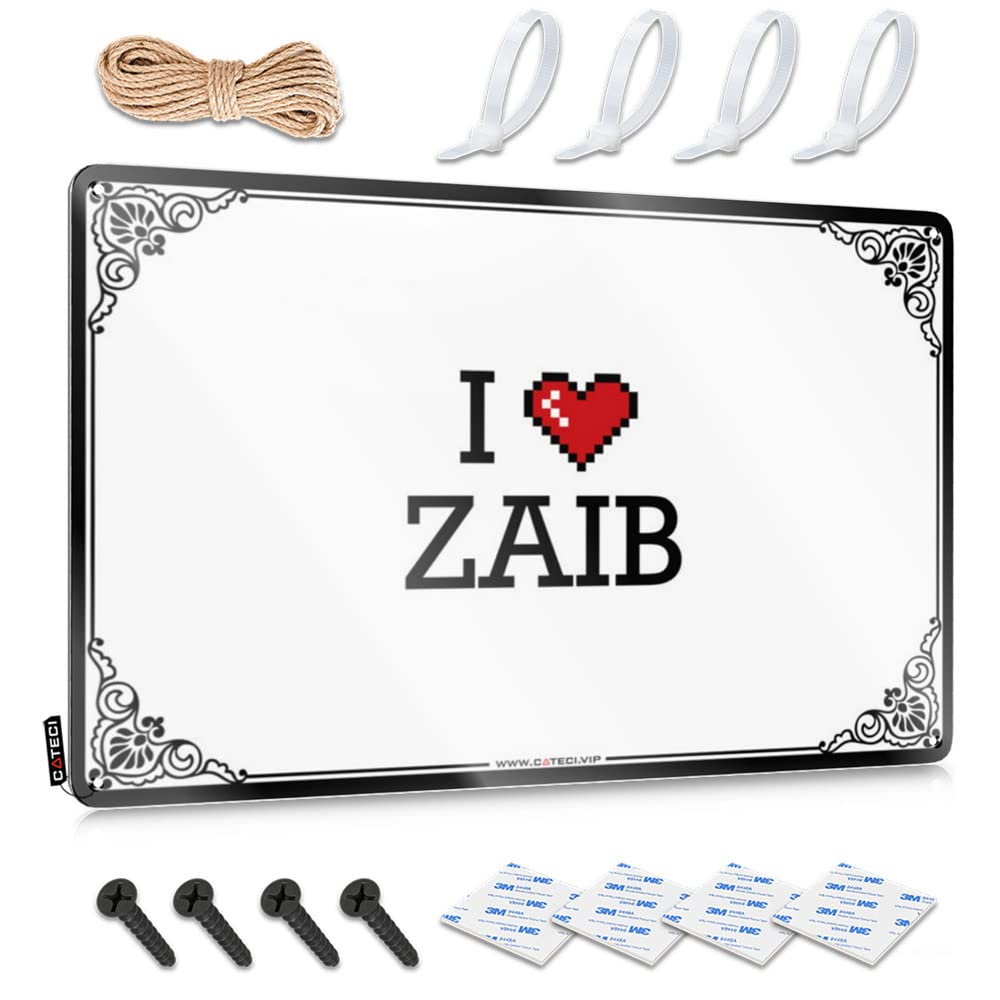 Fzfn Colour Matal Sign Restroom Accessories Ready To Hang - I Love Zaib Decor For Yard(30X40cm)