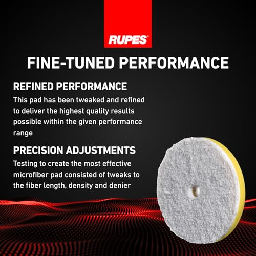Image of RUPES 9.MF160M Pack of 24 Yellow D-A Fine Microfiber Polishing Pads 160mm | Compatible with 6 inch Backing Plate | Enhances Final Finish & Gloss | Quick Removal of Moderate Defects