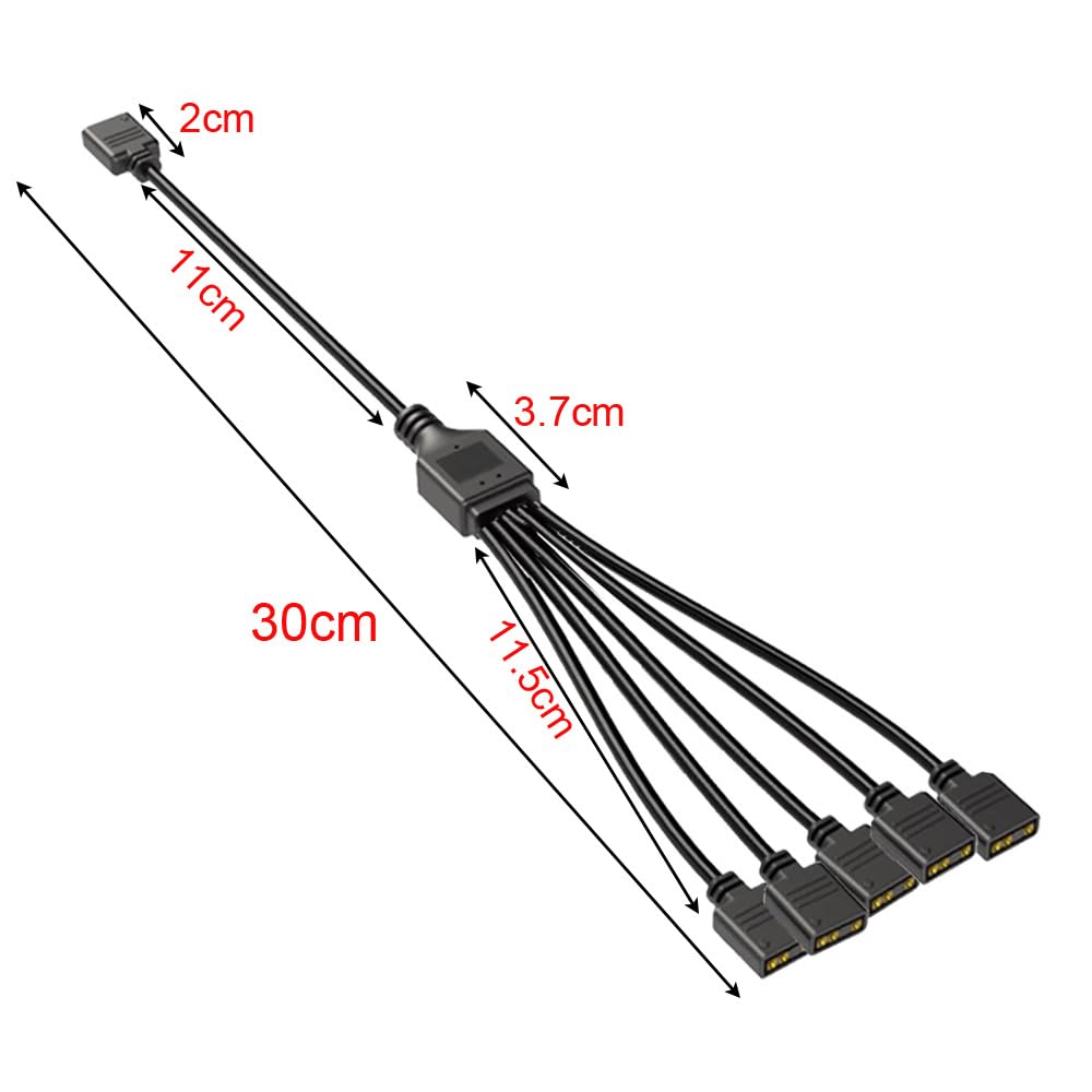 Gebildet Kabel rozdzielacza ARGB 1 do 5, adresowalny 3-pinowy przedłużacz RGB 5 V, kabel do synchronizacji ARGB LED do przedłużania wentylatorów ARGB lub serii LED do komputera PC