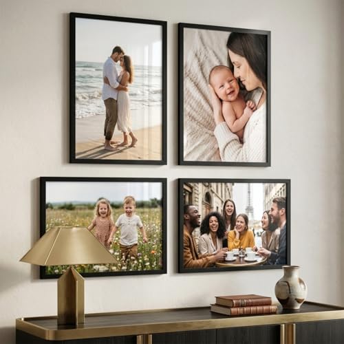 Image of HOTHOUSE Wooden Photo Frame for Wall Decor | Aesthetic Frame for Living Room & Office | Certificate Frame A4 Size | Photo Frame for Home Decoration Set of 4 (BLACK, Pack of 4)