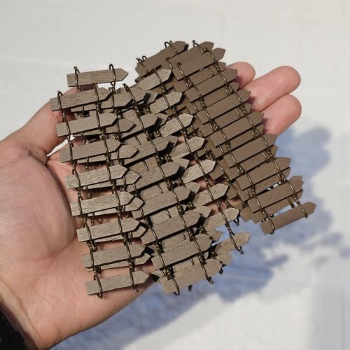 Image of Miniature Fence for Miniature Garden, Fairy Garden Decor, Dollhouse Accessory, Set of 12 Pc, Brown 10 x 3 cm