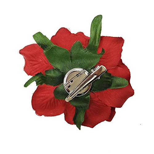 Pinza para cabello con flor blanca de tela miniatura 4