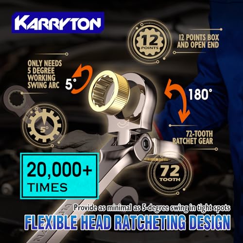 KARRYTON 26-Piece Flex Head Ratcheting Wrench Set