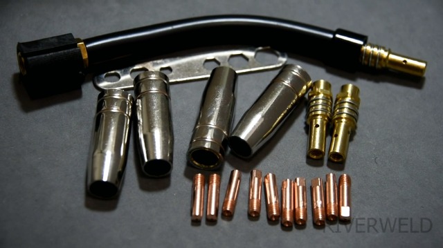 Kit 18 Pezzi Punta Contatto 0.9mm M6 Per Torcia Saldatura MB15 - Riverweld, Con Coppe E Diffusori - Foto 5