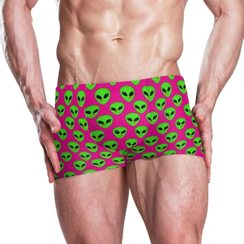 Cute Alien UFO Mens Swim Trunk Swimwear Bathing Suit Swim Brief Square Leg Board Short S B04040142