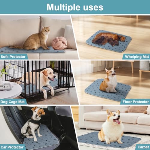 Aomig Waschbare Welpen-Trainingspads 2Pcs Haustier-Urinunterlage Welpenunterlagen Wiederverwendbare Hundetrainingspads Puppy Pads Hunde Katzen Welpen Altere Inkontinente Hunde(Grau Footprints,40*60cm)