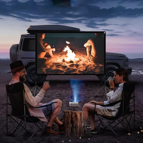 Projector Screen with Stand, Wootfairy 120 inch Portable and Foldable Indoor Outdoor Projection Screen 16:9 4K HD Rear Front Wrinkle-Free Movie Screen with Carry Bag for Home Theater Backyard Cinema by wootfairy - Used condition - Image 6