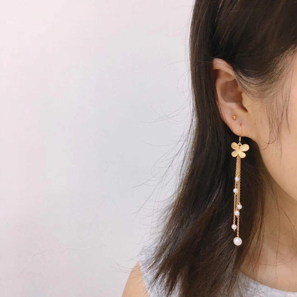 La Mujer Pendientes Perlas Freshwater Butterfly Borla Gancho De Oreja Temperamento Retro Elegante Lujo Luz Simple Dones Creativos