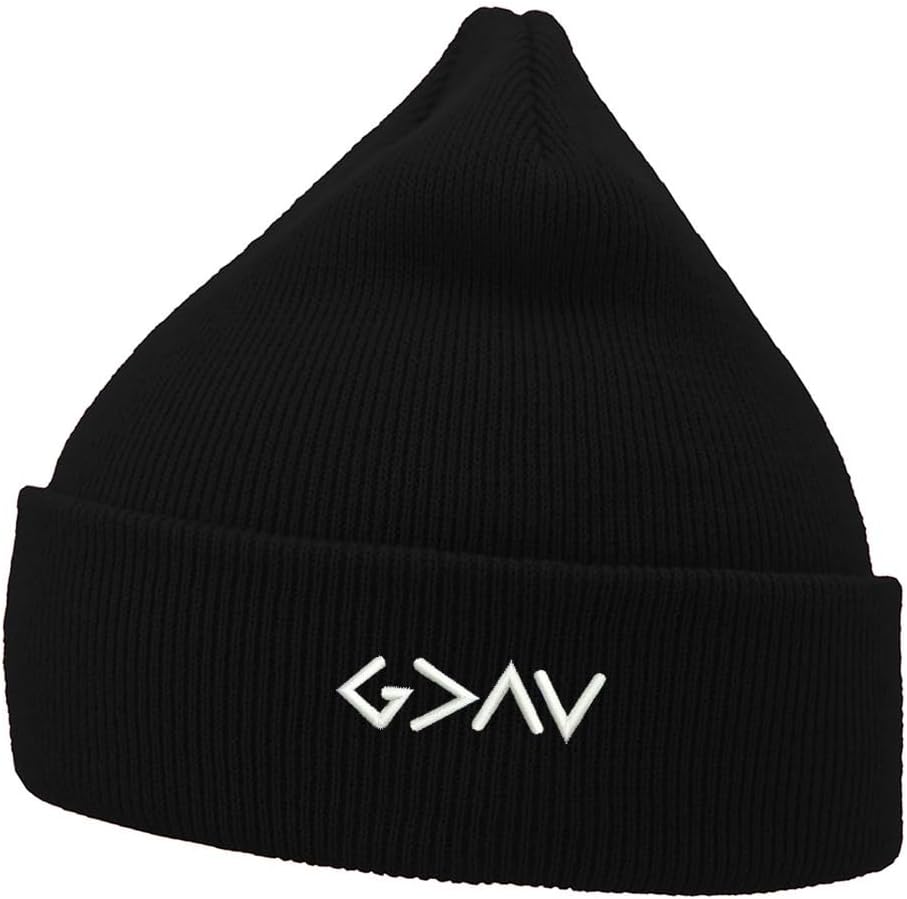 Mens Beanie Knit Hats God is Greater Embroidered Unisex Casual Beanies Hats for Winter