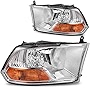 DWVO Headlight Assembly Compatible with 2009-2012 Dodge Ram 1500 2500 3500 Pickup Dual Beam Model 09-12 Headlamp Replacement (Not for Factory Projector Headlight Models & Quad Beam Model)