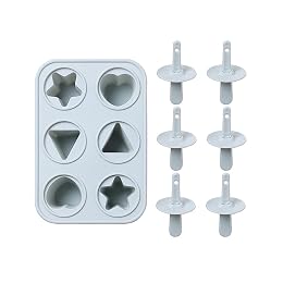 Ice Pop Molds,6 Cavity Silicone Ice Cream Molds Reusable with Sticks for Make Fruit Chocolate Yogurt Ice Cream