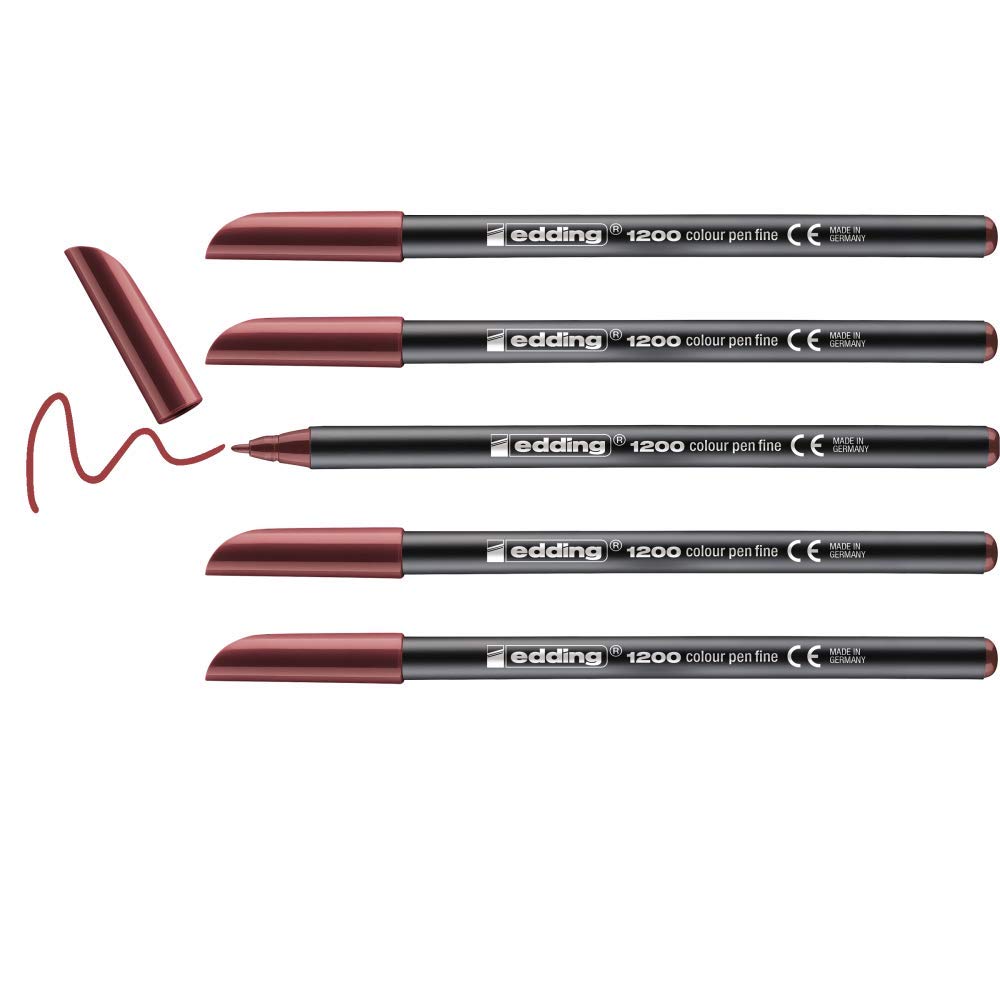 edding 1200 rotulador de color de trazo fino - rojo inglés - 10 rotuladores - punta redonda de 1 mm - marcador dibujar y escribir