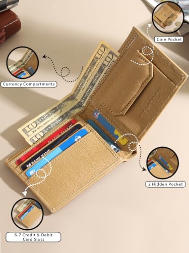 Image of SAMTROH Pu Leather Wallet for Men, Beige