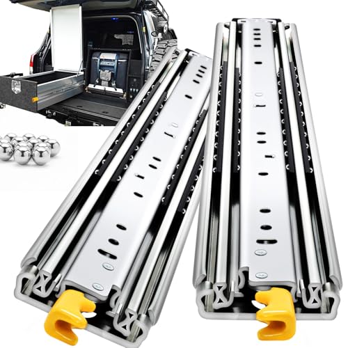 Schwerlastauszug 2 Stück Mit Schloss Schubladenschienen Vollauszug H:76 / L:304mm Schubladenauszug Schienen für Schubladen Rollenauszug Schwerlast Schubladenauszüge Tragkraft 220 kg 1 Paar