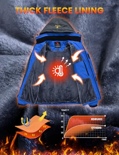 Image of Rdruko Men's Ski Snow Jacket Waterproof Insulated Fleece Outdoor Mountain Hooded Winter Coat
