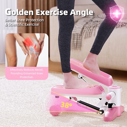 Capon-Pink-Stair-Stepper-for-Exercises-Portable-Mini-Steppers-with-Resistance-Band-Non-Slip-Mat-330LB-Weight-Capacity-and-LCD-Calories-Display-Aerobic-Fitness-Stepper-for-Home-Office-Workout