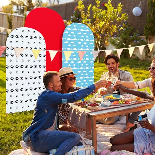 RimCereal Dog Party Arch Backdrop Cover 3 Pcs, Spandex Blue Red Paw 4-6ft by RimCereal - Used condition - Image 6