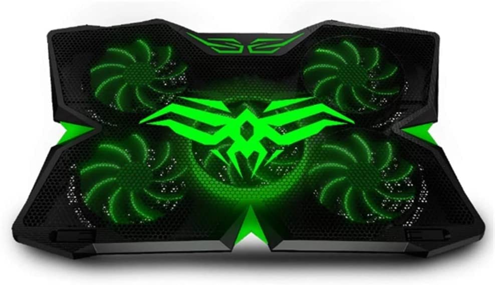 Base refrigeradora para laptop con 5 ventiladores de enfriamiento, luces LED y alimentación USB, compatible con laptops de 12 a 17 pulgadas (color: verde) miniatura 5
