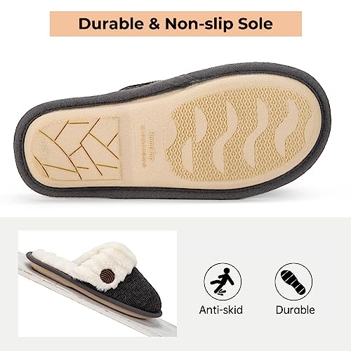 Hometop Women's Cute House Slippers For Ladies Memory Foam Indoor Outdoor Slip On Bedroom Soft Home Shoes With Fuzzy Knitted Faux Fur (37-38 (Us Women抯 7-8), Dark Gray) #TOP4