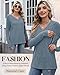 Sweetyweee Women's Maternity Nursing Tops, V Neck Breastfeeding Sweaters Long Sleeve Hidden Zipper Shirts(Blue,Medium)