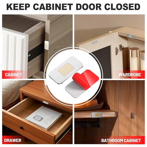 PHIXBEAR 6 Pack No Drill Magnetic Cabinet Catches, Ultra Thin Stainless Steel with Strong Adhesive for Kitchen, Bathroom, Closet, RV Door Closing by PHIXBEAR - Image 6