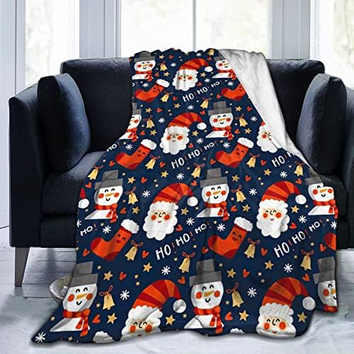 Christmas Blanket Soft Cozy Christmas Stocking Snowman Santa Claus Throw Blanket Warm Holiday Xmas Fuzzy Fleece Blanket for Kids Women Bed Living Room 80"x60"