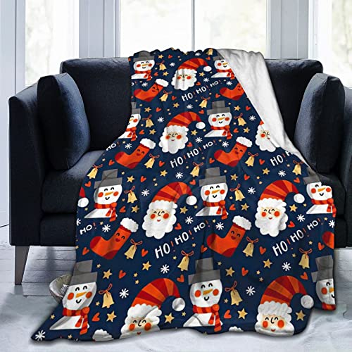 Christmas Blanket Soft Cozy Christmas Stocking Snowman Santa Claus Throw Blanket Warm Holiday Xmas Fuzzy Fleece Blanket For Kids Women Bed Living Room 80"X60" #TOP1