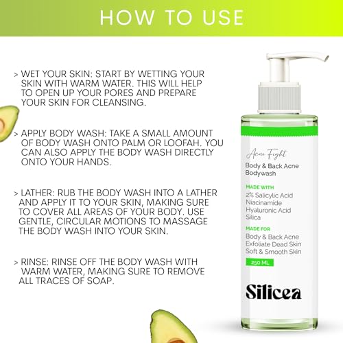 Image of Silicea 2% Salicylic Acid Body Wash With Niacinamide, Hyaluronic & Silica | Acne-Prone Skin, Anti-Aging & Exfoliation| For Men & Women | 250 ML