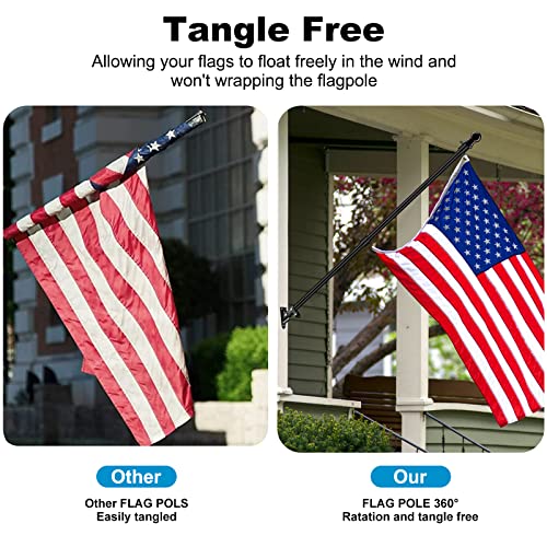 Glorya Flag Pole, 6Ft Flag Poles For 3X5 Flags Outdoor, 1" Flagpole Kit For Outside House With Stainless Steel Holder, Tangle Free Mount And Portable For Rv, Boat, Truck Use, Black #TOP1