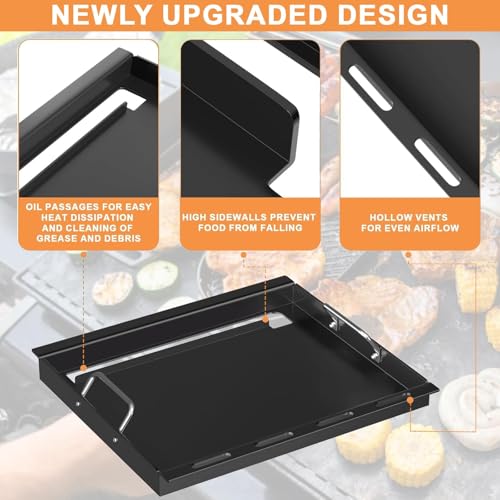 Full Size Griddle for Weber GS4 Spirit II & I E210 E220 S210 S220,Spirit 2 Grill Parts Grill Flat Top Insert w/Handles, 7637 64815 6702 Replacement Parts for Weber Spirit 2 Griddle Insert,Carbon Steel by PETKAO - Image 5