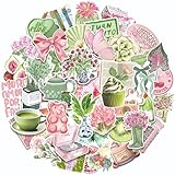 BSITSSS 150 Pièces Stickers Scrapbooking Été Printemps, Rose Vert Autocollant Scrapbooking, Cute Caricature Stickers Aesthetic pour DIY Bullet Journal Album Photo Artisanat Cahier