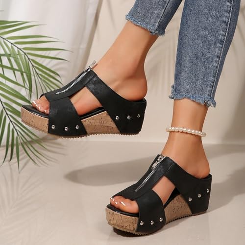 Womens Platform Wedge Sandals Slip On Summer Mules Holiday Espadrille Bohemia Wedge Sandals Open Toe Canvas Slides2