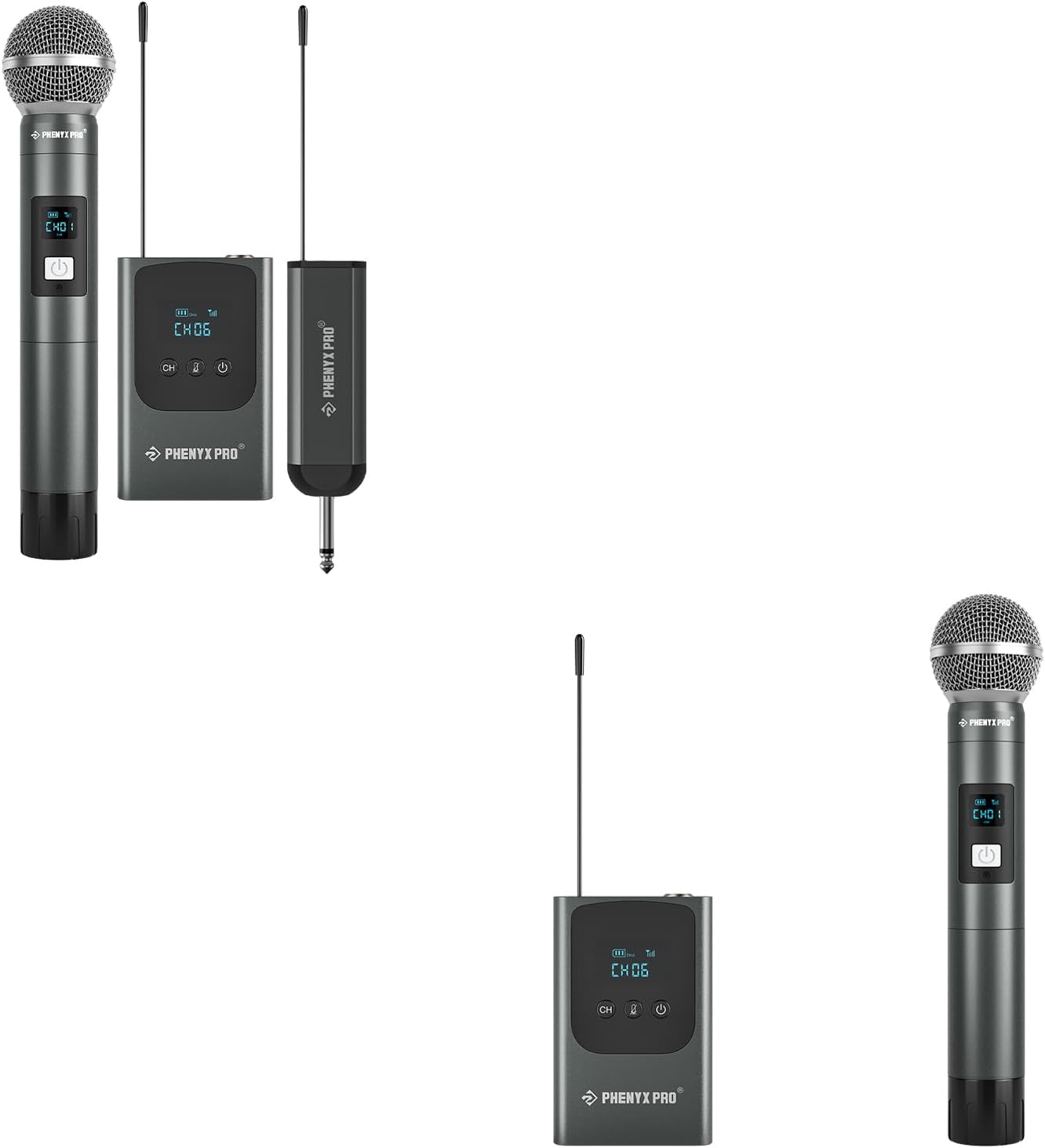 Phenyx Pro Dual Digital Wireless Microphone System PDP-2-1H1B Bundle Bodypack Transmitter and Handheld Microphone