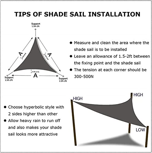 Voile d'ombrage triangulaire 5x5x5 m imperméable protection UV jardin terrasse
