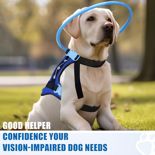 Blind Dog Halo Geschirr, Schutzhalsband mit reflektierenden Riemen, Selbstbewusstseinsaufbaugerät für sehbehinderte Hunde