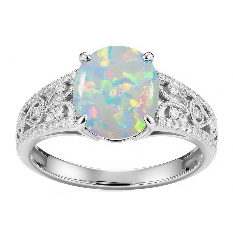 10K 14K 18K Gold 1-3 Carat Oval Vintage Gemstone Engagement Rings for Women Filigree Gemstone Promise Ring Size 3-162