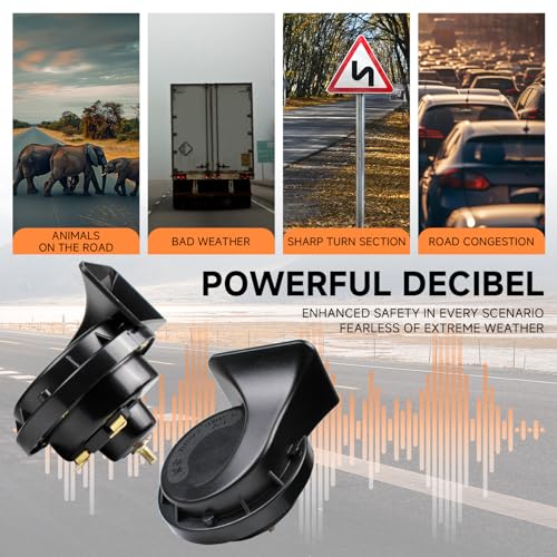 Farbin FB-D90-12V Horns Auto Horn 12V Car Horn Loud Dual-Tone Waterproof Electric Snail Horn Kit Universal thumb #3