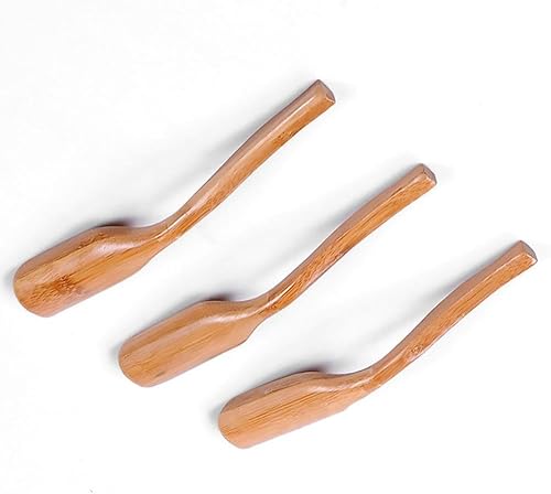 Miniatura 5 de Leadigol Cucharas de té sueltas de madera, 3 cucharas de madera de bambú natural, vajilla de miel de especias, condimento natural, cubiertos de sal