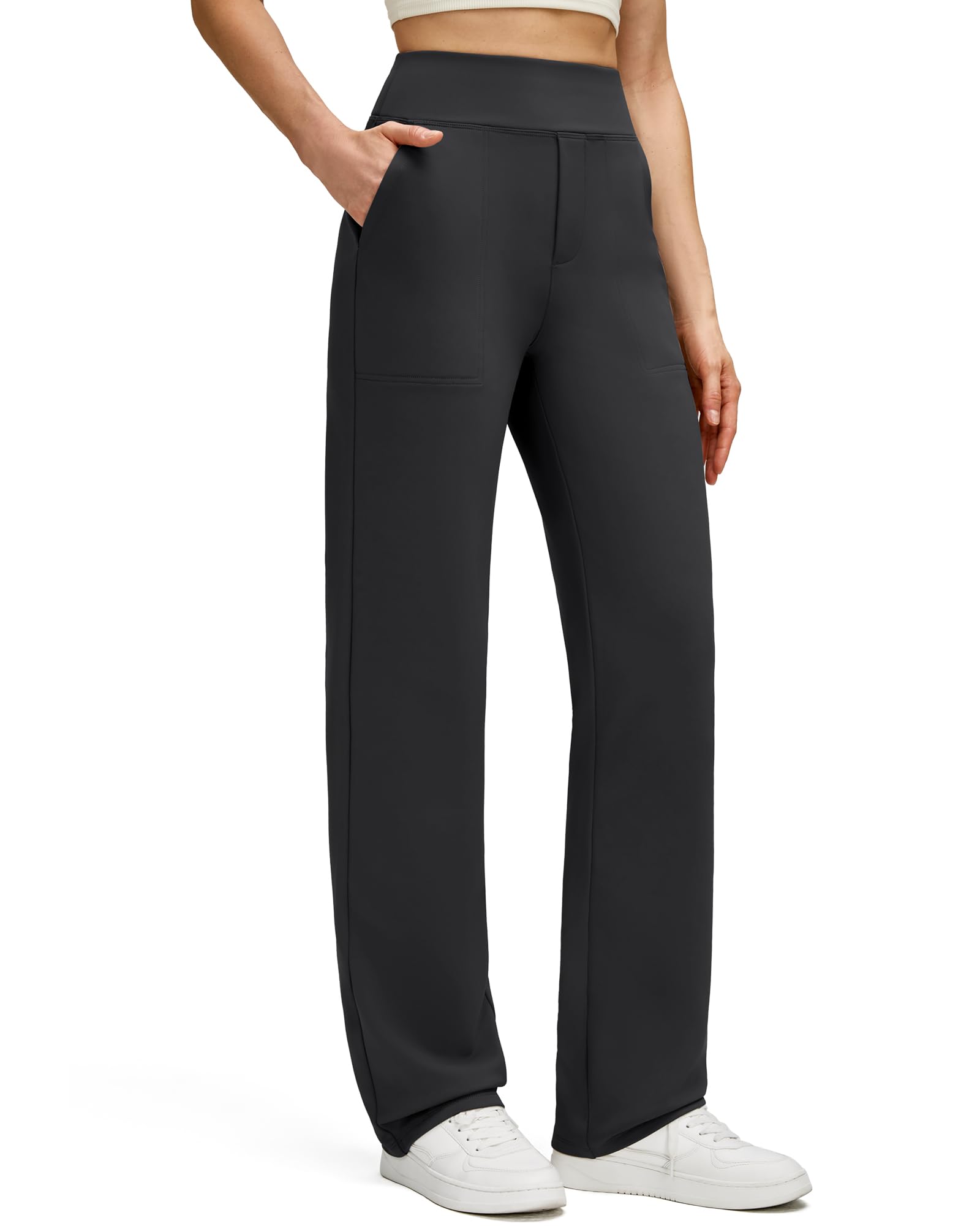 g4free Women's Fleece Lined Straight Leg Pants Winter Thermal Work Trousers with Pockets-picture-26