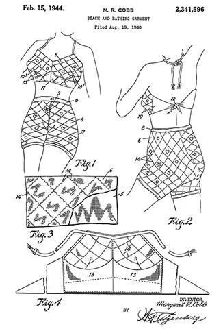 1944 - Beach and Bathing Garment - M. R. Cobb - Patent Art Poster