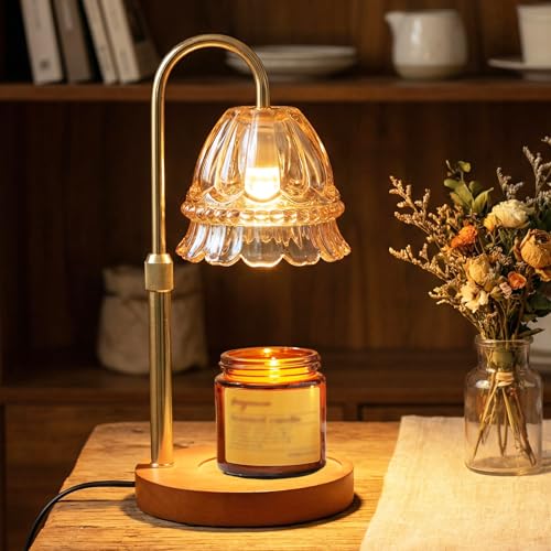 Kqpoinw Lámpara Calentadora de Velas, Lámpara Calienta Velas con Temporizador y Atenuador, Candle Warmer Lamp Eléctrico con 2 Bombillas, Vela Lampara Perfumada Altura Ajustable para Hogar Decoración
